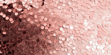 Glistening sequin texture in rose gold with reflective details and soft light glints, perfect for glam designsの素材