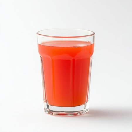 A glass of watermelon juice, isolated on a white background, emphasizing a summery drinkの素材