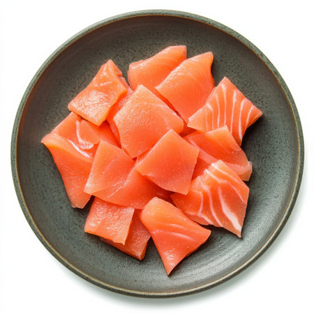 A plate of fresh sashimi slices, isolated on a white background, emphasizing a Japanese delicacyの素材