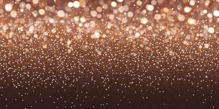 Bronze glitter sparkle background with warm metallic hues, combining radiant bokeh effects and shimmering details for a luxurious vibe.の素材