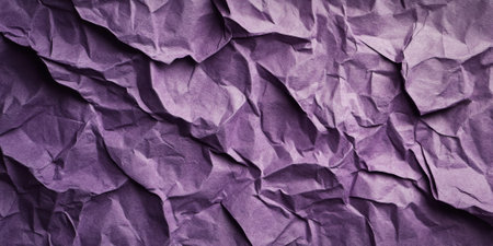 Purple crumpled paper texture with shades of amethyst and lilac. Bold creases and folds create dramatic depth and contrast.の素材