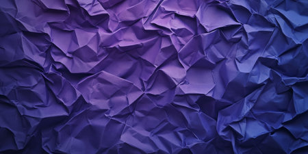Deep violet crumpled paper texture with rich indigo and lavender tones. Complex folds and soft shadows give depth and character.の素材