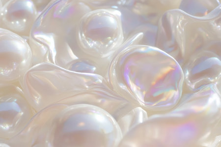 Shimmering pearl texture, delicate white with soft pastel iridescence under a gentle light sourceの素材