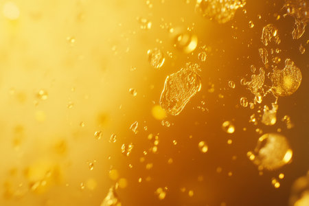 Golden sunlight through raindrops on a window, creating a texture of sparkling orbs and soft reflectionsの素材