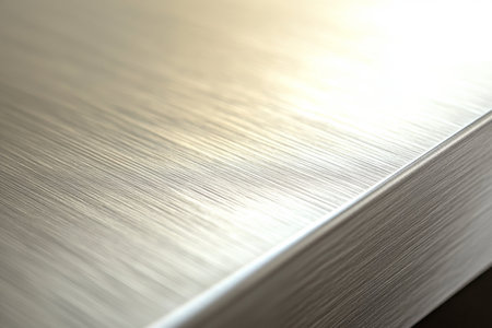 A brushed nickel surface with fine, uniform texture and a cool, understated metallic tone, perfect for sleek designs.の素材