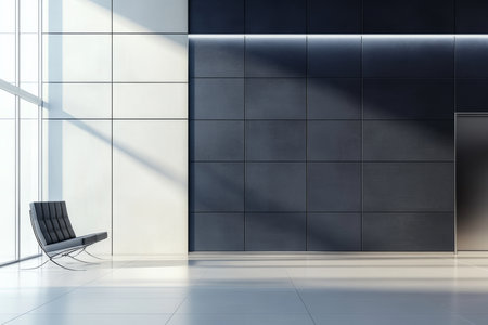A minimalist metal wall with clean, seamless panels and a matte finish, evoking a modern and professional feel.の素材