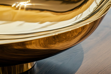 A polished brass surface with warm golden tones and smooth, flawless reflections, exuding elegance.の素材