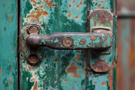 A heavily oxidized copper surface with vibrant green patina and rustic textures, evoking history and craftsmanship.の素材