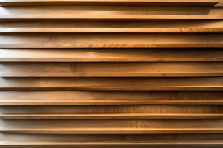 A modern wooden backdrop with horizontal planks and a clean, sharp finish, offering a sleek and contemporary design perfect for branding or interior projects.の素材