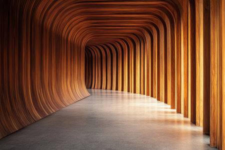 A modern wooden backdrop with sleek, smooth lines, ideal for a minimalist photoshoot or chic product display.の素材