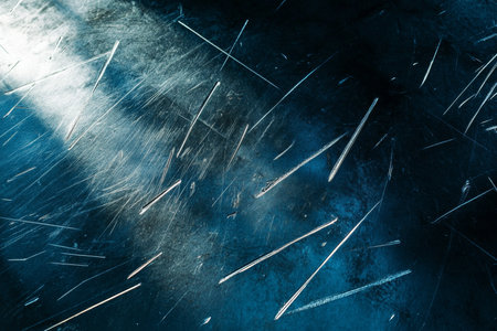 A dark steel background with sharp scratches and subtle metallic reflections, creating a bold and industrial vibe.の素材