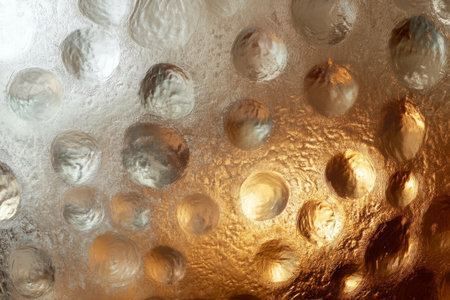 Bubbled glass texture with smooth, rounded patterns and faint light distortion, translucent and artisticの素材