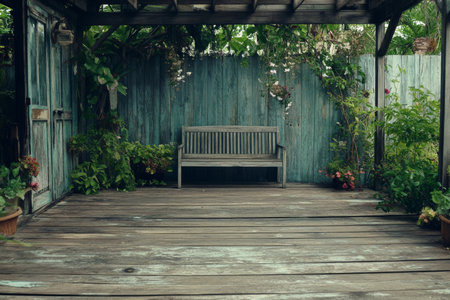 A wooden backdrop with a weathered, sun-bleached appearance, evoking the charm of coastal or beach-inspired decor.の素材