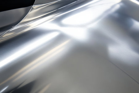 A shiny aluminum surface with clean, reflective highlights and smooth gradients, evoking a modern aesthetic.の素材