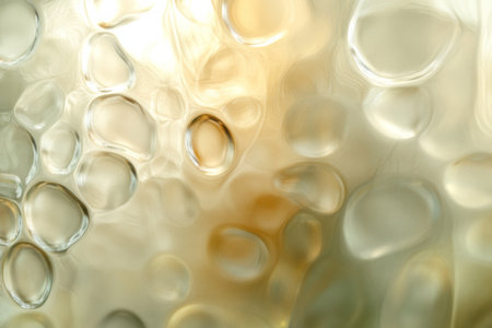 Bubbled glass texture with smooth, rounded patterns and faint light distortion, translucent and artisticの素材