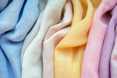 Soft cotton fabric texture, fine woven details in warm pastel tones, smooth and comfortingの素材