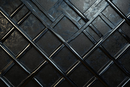 A metallic grid background with a dark, matte finish and intersecting lines, offering a bold, industrial look.の素材