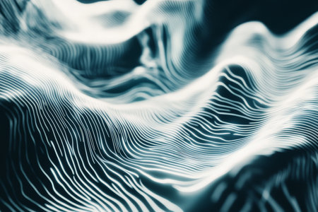 Abstract glowing ripple texture, dynamic white and blue concentric waves spreading outward, futuristic and sereneの素材