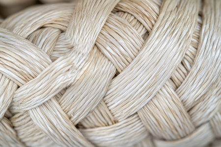Fine woven straw texture, light beige tones with detailed interlocking patterns, natural and rusticの素材