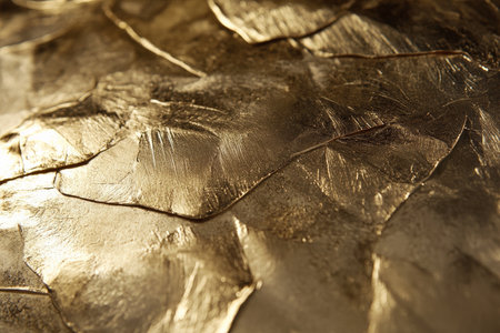 Shiny gold leaf texture, delicate overlapping sheets with rich metallic tones and subtle imperfectionsの素材