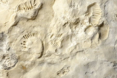 Rough limestone texture, beige tones with fine fossil imprints, natural and detailedの素材