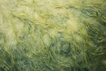 Textured seagrass close-up, fine green strands with visible natural details, lush and aquaticの素材