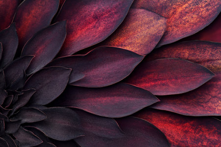 Vibrant flower petal close-up texture, deep red tones with soft gradients and visible natural veinsの素材