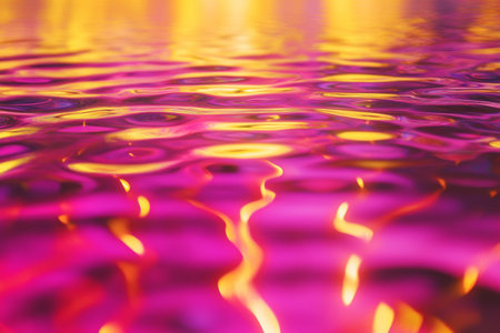 Abstract glowing ripple motion, dynamic pink and yellow gradients radiating outward, vibrant and sereneの素材