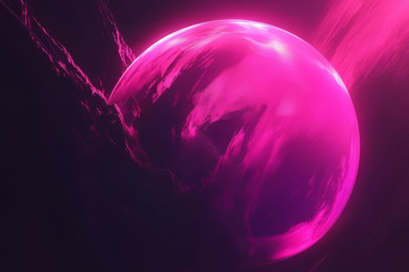 Abstract glowing sphere texture, dynamic pink and purple gradients radiating vibrant energy, bold and futuristicの素材