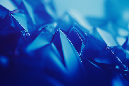Abstract crystalline glow texture, sharp angular shards illuminated in cool blue tones, detailed and futuristicの素材