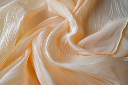 Textured silk fabric, luxurious golden tones with delicate folds and light reflections, elegant and smoothの素材