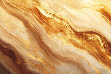 Abstract liquid gold texture, smooth and glossy waves of bright metallic tones, luxurious and radiantの素材