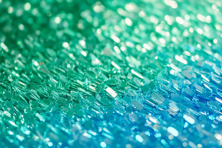 A vibrant background featuring a glowing gradient of emerald green fading into electric blue, with subtle sparkles.の素材