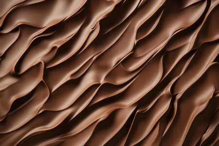 A textured mocha mousse background with intricate chocolate folds and soft caramel undertones.の素材