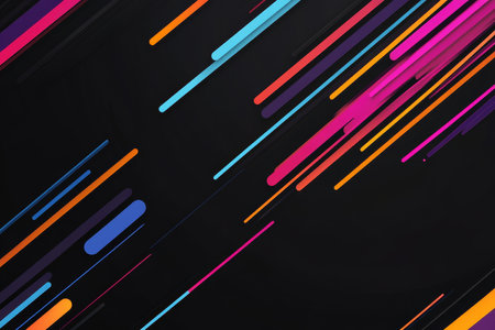 A minimalistic abstract background featuring streaks of color in motion, creating bold patterns on a black base.の素材