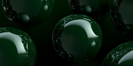 Dark forest green spherical carbon textures with deep, glossy patterns. A rich and luxurious modern aesthetic.の素材