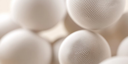 Light beige spherical carbon textures with a subtle, smooth finish. Minimalist patterns for a clean modern look.の素材