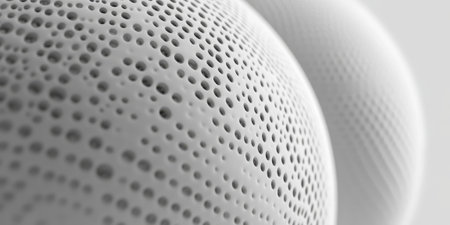 Light gray spherical carbon textures with subtle, intricate patterns. A clean and modern aesthetic for professional designs.の素材