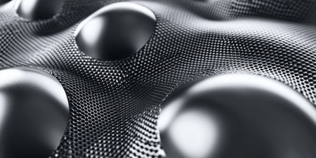 Cool silver spherical carbon textures with smooth, intricate patterns. A sleek and futuristic modern design.の素材