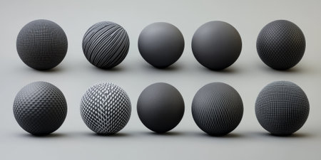 Gray spherical carbon textures with a matte finish. Neutral patterns for a clean and modern aesthetic.の素材