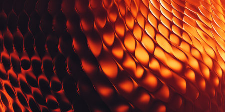 Dark orange spherical carbon textures featuring rich, glossy patterns. A bold and striking modern design.の素材