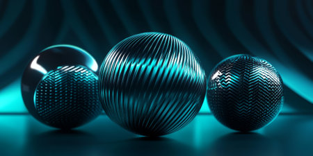 Cyan spherical carbon textures with a sleek, glossy effect. Futuristic patterns for dynamic, modern designs.の素材