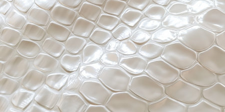 Pearl white metal texture of snake scales, smooth and glossy with a soft, glowing sheen. The scales create a delicate, intricate pattern, ideal for ethereal, fantasy-inspired designs.の素材