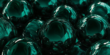 Dark forest green spherical carbon textures with deep, glossy patterns. A rich and luxurious modern aesthetic.の素材