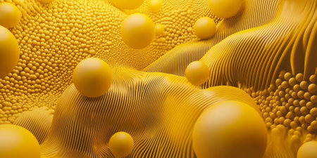 Mustard yellow spherical carbon textures with bold, smooth patterns. A warm and energetic modern aesthetic.の素材