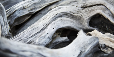 Reclaimed driftwood texture with muted gray tones and natural weathering. The worn surface gives it a rustic, beachy feel, perfect for coastal or beach house designs.の素材