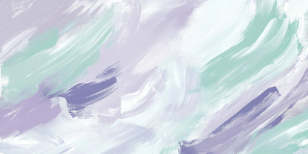 Oil paint texture in calming shades of soft lavender, mint green, and white. The smooth yet detailed brushstrokes create a serene abstract pattern, with a textured feel perfect for home decor or art prints.の素材