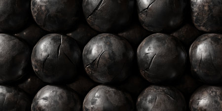 Charcoal spherical carbon textures featuring deep, glossy patterns. Bold and striking design for contemporary applications.の素材