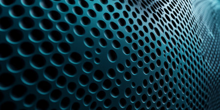 Deep teal spherical carbon textures with glossy, futuristic patterns. A bold and unique modern aesthetic.の素材