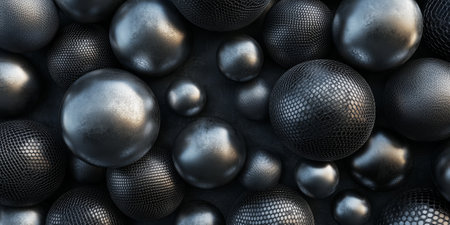 Steel spherical carbon textures featuring sleek, metallic patterns. A polished and industrial modern look.の素材